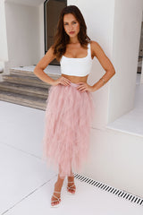 Twirl This Way Tulle Midi Skirt Pink
