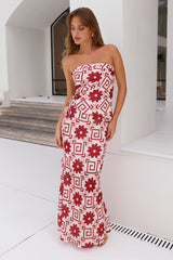 What's On Your Mind Strapless Top Red