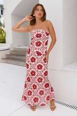 What's On Your Mind Strapless Top Red