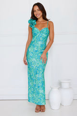 Jungle Muse Satin Maxi Dress Green