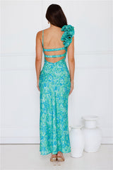 Jungle Muse Satin Maxi Dress Green