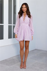 Romantic Fantasy Long Sleeve Mini Dress Lavender