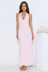 Palm Avenue Halter Maxi Dress Pink