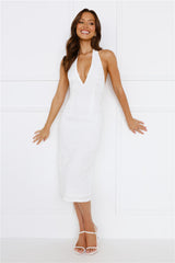 Party Life Halter Midi Dress White