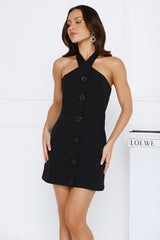 Busy Girl Halter Mini Dress Black