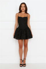 Luna Allure Embroidered Mini Dress Black