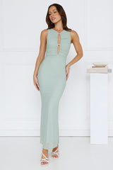 Pleasures Mesh Maxi Dress Sage