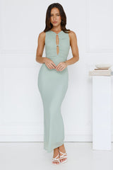 Pleasures Mesh Maxi Dress Sage