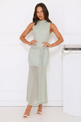 Dazzle Me Darling Mesh Maxi Dress Sage