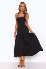 Like Fine Wine Halter Midi Dress Black