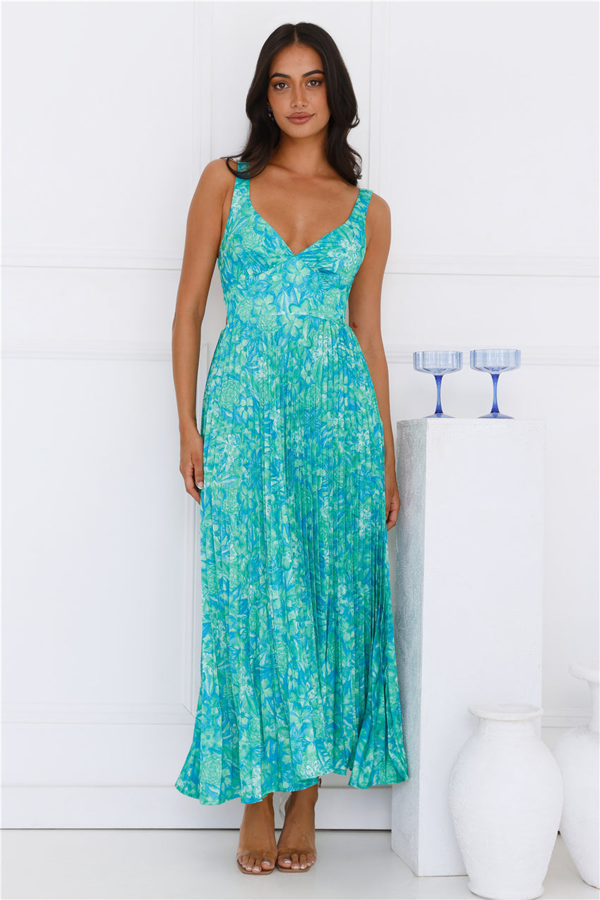 Ember Enchantment Satin Maxi Dress Green