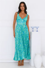 Ember Enchantment Satin Maxi Dress Green