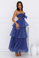 Raining Love Strapless Maxi Dress Navy
