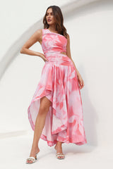 Notebook Of Love One Shoulder Maxi Dress Pink