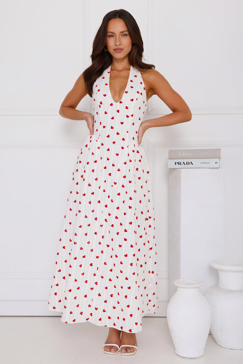 I Love You Halter Maxi Dress White