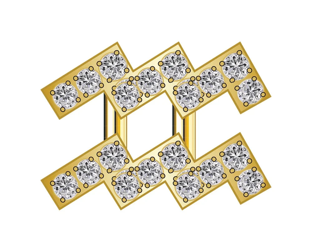 Aquarius Mini Zodiac Icon - Pavé/Gold