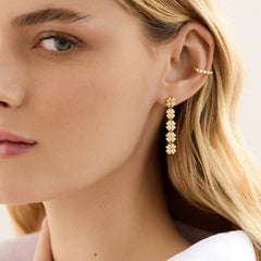 18K Gold Lucky Clover Drop Earrings - Clover