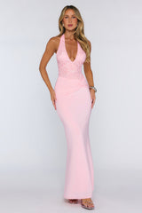 Always That Girl Halter Maxi Dress Pink