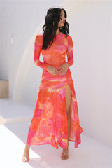 RUNAWAY Olivia Maxi Dress Orange Floral