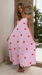 Marcel Maxi Dress - Pink/Red Polka