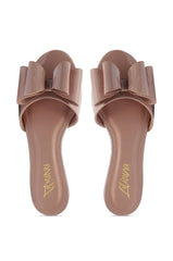 TIZZY NUDE BOW SLIP ON FLAT SANDAL