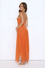 Golden Bloom Mesh Maxi Dress Orange