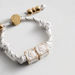 Block Party Varsity Number Custom Bracelet  - White Double Digit