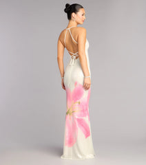 Maia Floral Print Sequin Mermaid Dress