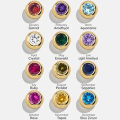 14K Gold Birthstone Huggie Earrings - Crystal