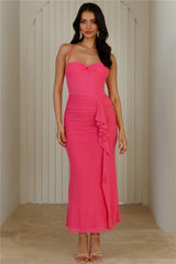 Sultry Steps Mesh Maxi Dress Pink