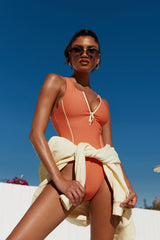 ELETTE FIT Sun Salutations Bodysuit Coral