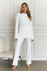 Cozy Holidays Long Sleeve Ribbed Top Cream