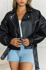 No Winter Blues Faux Leather Jacket Black