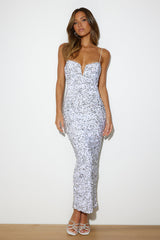Party Mood Sequin Maxi Dress Silver