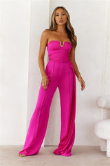 Diva Of The Night Strapless Jumpsuit Fuchsia
