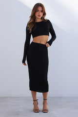 Island At Dusk Midi Skirt Black