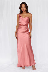 The Madeline Cowl Satin Maxi Dress Rose