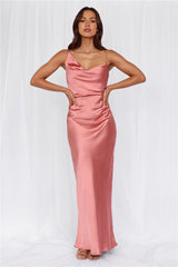 The Madeline Cowl Satin Maxi Dress Rose