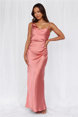 The Madeline Cowl Satin Maxi Dress Rose