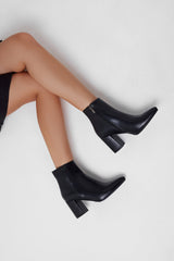 Snow Falling Heel Boots Black PU