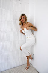 Trendsetter's Diary Denim Crop Top White