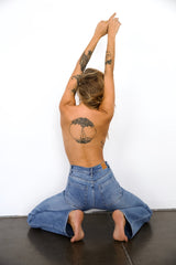 DNM High Rise Straight Leg Denim Jeans Mid Blue