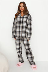 Dreamland Flannelette Long Sleeve Pyjama Top Unisex Grey Check