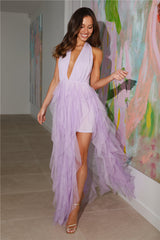 Into The Middle Tulle Halter Maxi Dress Lilac