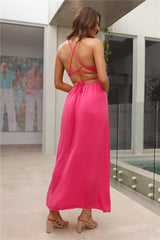 Capture Attention Satin Maxi Dress Pink