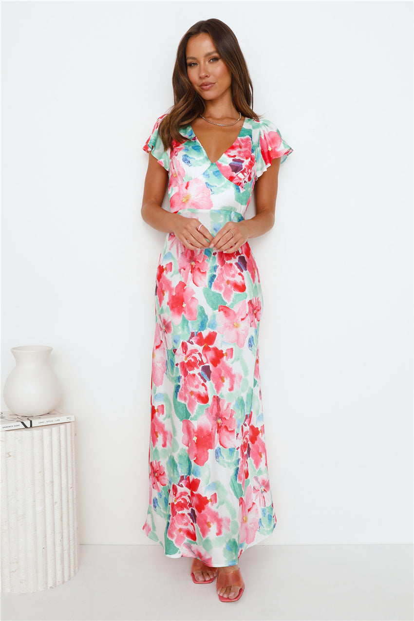 Her Energy Satin Maxi Dress Green