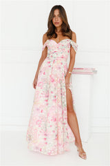 Lilly Loves Off Shoulder Maxi Dress Pink
