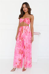 Forest Of Sun Mesh Wide Leg Pants Pink