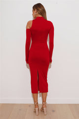 Late But Fashionable Midi Dress Wine