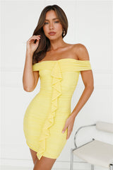 Darcy Doll Off Shoulder Mesh Mini Dress Yellow